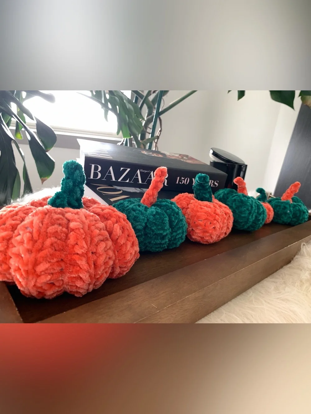 Pumpkin fall decor crochet set of six neon colors